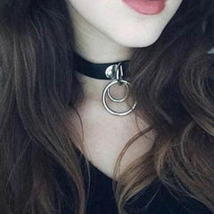 'Gothika' Black Goth Double O Ring choker