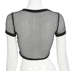 'Courtney' Black Goth Fishnet Top