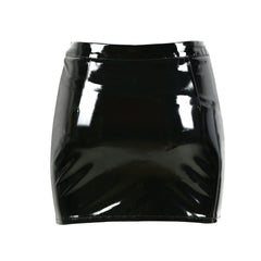 Liquid Black' Black PVC Leather Skirt