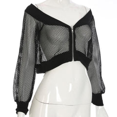 Gothic Fishnet zip up Jacket