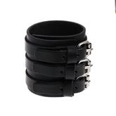 Goth Grunge 'Brave' Faux Fake Leather Wristband Black Buckle Bracelet