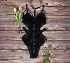 'Meet the Creeper' Goth Black Wet Look Bodysuit