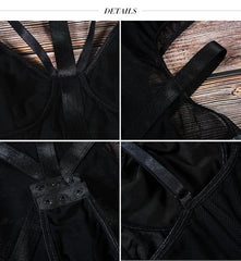 'Meet the Creeper' Goth Black Wet Look Bodysuit