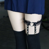 'Sombre' Black mesh stud garter