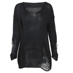 'Sleepy Hollow' Black Grunge Ripped Sweater
