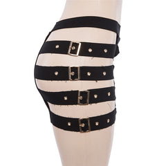 Goth 'Angel of Death' Black Sexy Goth Buckle Cut Out Shorts