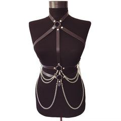 'Slave' Chain Faux Leather Harness