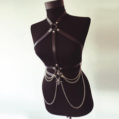 'Slave' Chain Faux Leather Harness