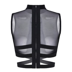 'Soul Destroyer' Mesh cross over crop top