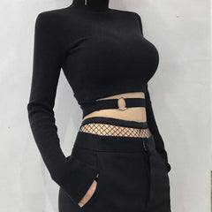 'Shotgun' Black Hollow Out Crop Top