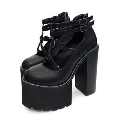 'Shadows' Black Gothic Chunky Shoes