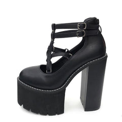'Shadows' Black Gothic Chunky Shoes