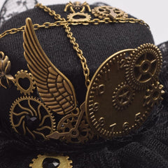 Steampunk mini hat with golden wing