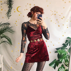 'Celestial Sunset' black mesh moon and star top