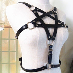 Gothic PU Leather Pentagram Harness