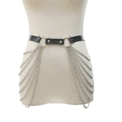 'Deadbeat' Black PU Leather Top/Chain Harness (Sold separately)