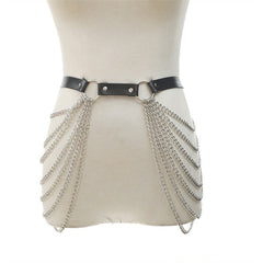 'Deadbeat' Black PU Leather Top/Chain Harness (Sold separately)