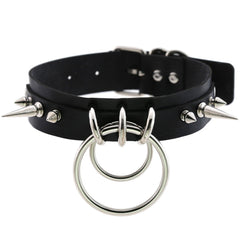 'Illusion' Black Alt Ring Spike Choker