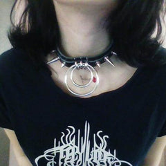 'Illusion' Black Alt Ring Spike Choker