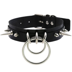 'Illusion' Black Alt Ring Spike Choker