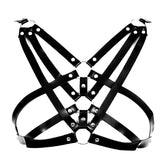 Goth 'Alone in the Dark' Black Goth Triple Ring Faux Leather Harness