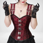 Red Brocade Steampunk corset