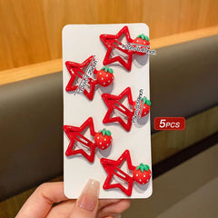 Red Strawberry Star Hair Clip Set