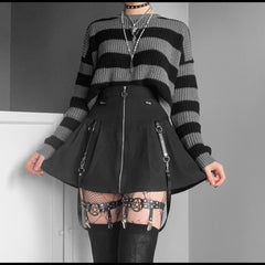 Grunge Goth 'Ashes to Ashes' Black and Gray Grunge Sweater