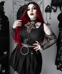 'Digging Your Grave' Black Alt Goth Fishnet Cut Out Top