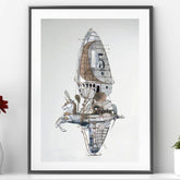 Imaginary Steampunk sailboat wall art