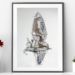 Imaginary Steampunk sailboat wall art