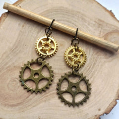 Steampunk two cogs earrings