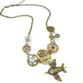 Steampunk airplane necklace