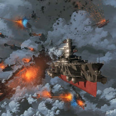 Steampunk sky war wall art