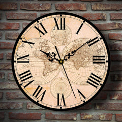 Steampunk antique map clock