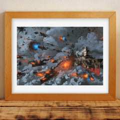 Steampunk sky war wall art