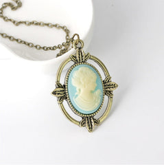 Steampunk camero profile necklace