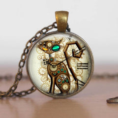 Steampunk cat necklace