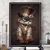 Steampunk cat wall art