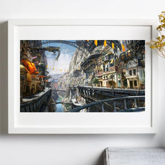Steampunk imaginary city wall art