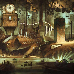 Steampunk underground city wall art