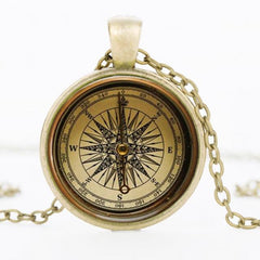 Steampunk compass necklace
