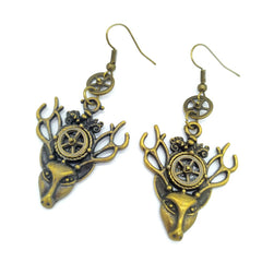 Steampunk deer head earrings