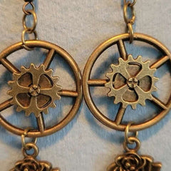Steampunk rose earrings