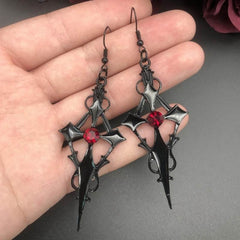 Steampunk gothic cross earrings