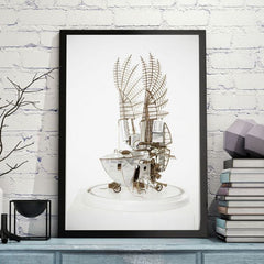 Imaginary Steampunk boat wall art