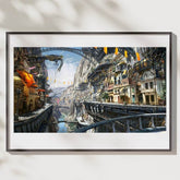 Steampunk imaginary city wall art