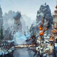 Steampunk mountain world wall art