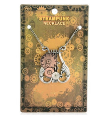 Steampunk lyre necklace