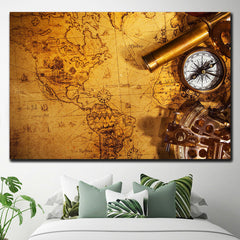 Antique Steampunk world map wall art